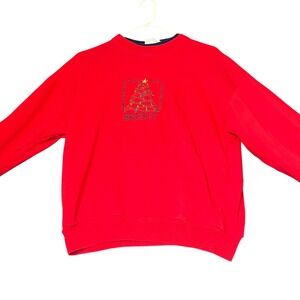 Vintage Christmas Sweatshirt Womens Medium‎ Red Holidays Grandkids Bright